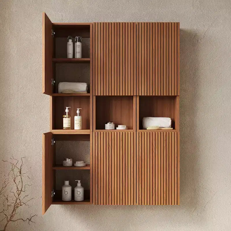 GDFStudio Houck 41 Modern Woodgrain Bathroom Wall Mounted Cabinet