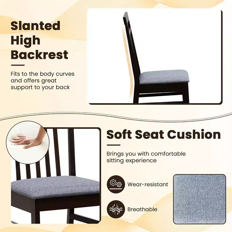 Costway Lot de 2 chaises de salle à manger rembourrées sans accoudoirs avec dossier incliné pour cuisine