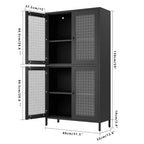 Homy Casa Metal Storage Cabinet with 4 Glass Doors, Tall Display Organizer with Adjustable Shelves, Black