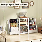 Meuble pour tourne-disque Costway avec rangement pour vinyles, présentoir pour platine avec 3 étagères