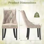 Costway Upholstered Dining Chairs Set of 4 Tufted Wingback Chairs w/ Solid Wood Legs