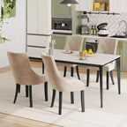 Costway Upholstered Dining Chairs Set of 4 Tufted Wingback Chairs w/ Solid Wood Legs
