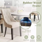 Costway Upholstered Dining Chairs Set of 4 Tufted Wingback Chairs w/ Solid Wood Legs