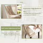 Costway Upholstered Dining Chairs Set of 4 Tufted Wingback Chairs w/ Solid Wood Legs