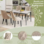 Costway Upholstered Dining Chairs Set of 4 Tufted Wingback Chairs w/ Solid Wood Legs
