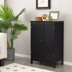 Meuble de rangement de salle de bain Costway, meuble de cuisine à double porte, armoire à chaussures, noir