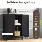 Meuble de rangement de salle de bain Costway, meuble de cuisine à double porte, armoire à chaussures, noir