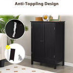 Meuble de rangement de salle de bain Costway, meuble de cuisine à double porte, armoire à chaussures, noir