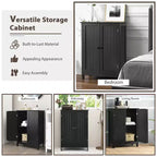 Meuble de rangement de salle de bain Costway, meuble de cuisine à double porte, armoire à chaussures, noir