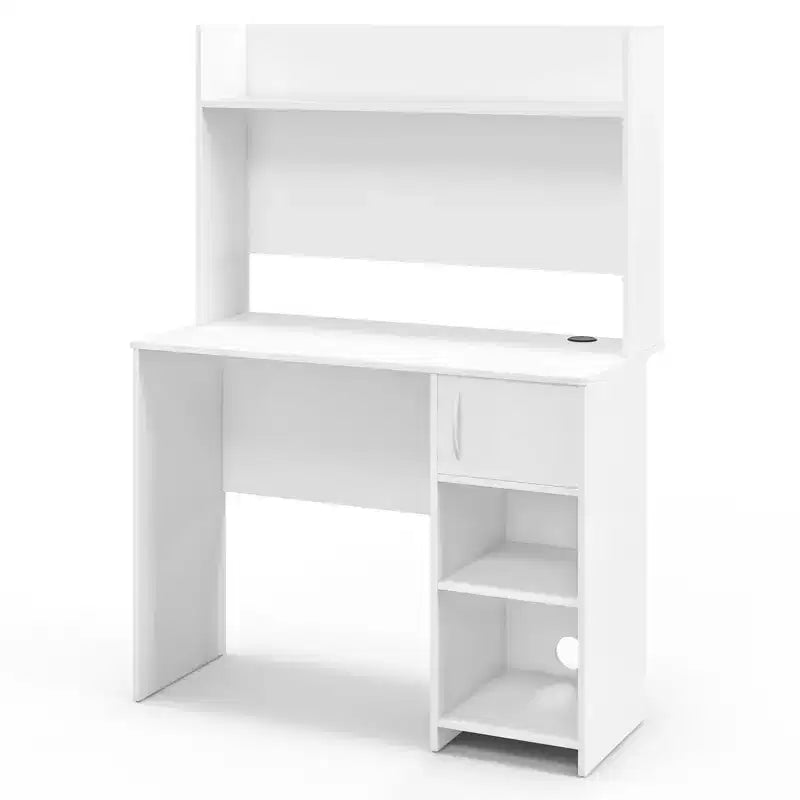 Costway Computer Desk Home Office Desk w/ Raised Display Shelf & 2 Open Shelves