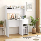 Costway Computer Desk Home Office Desk w/ Raised Display Shelf & 2 Open Shelves