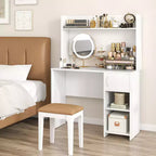 Costway Computer Desk Home Office Desk w/ Raised Display Shelf & 2 Open Shelves