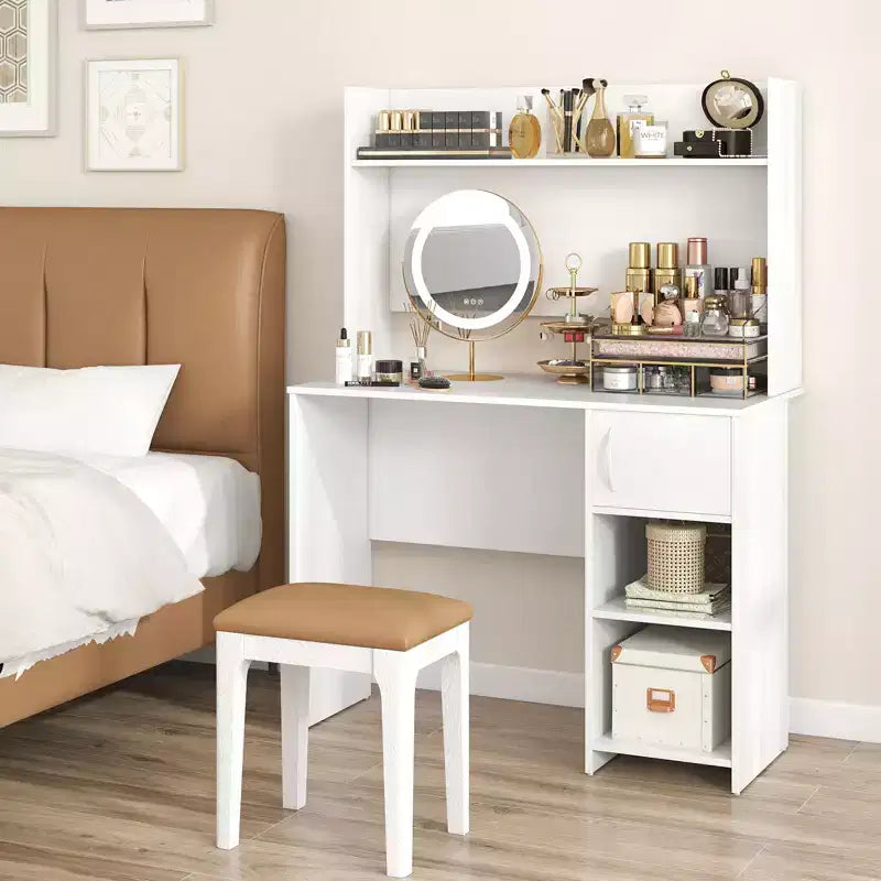 Costway Computer Desk Home Office Desk w/ Raised Display Shelf & 2 Open Shelves