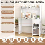 Costway Computer Desk Home Office Desk w/ Raised Display Shelf & 2 Open Shelves