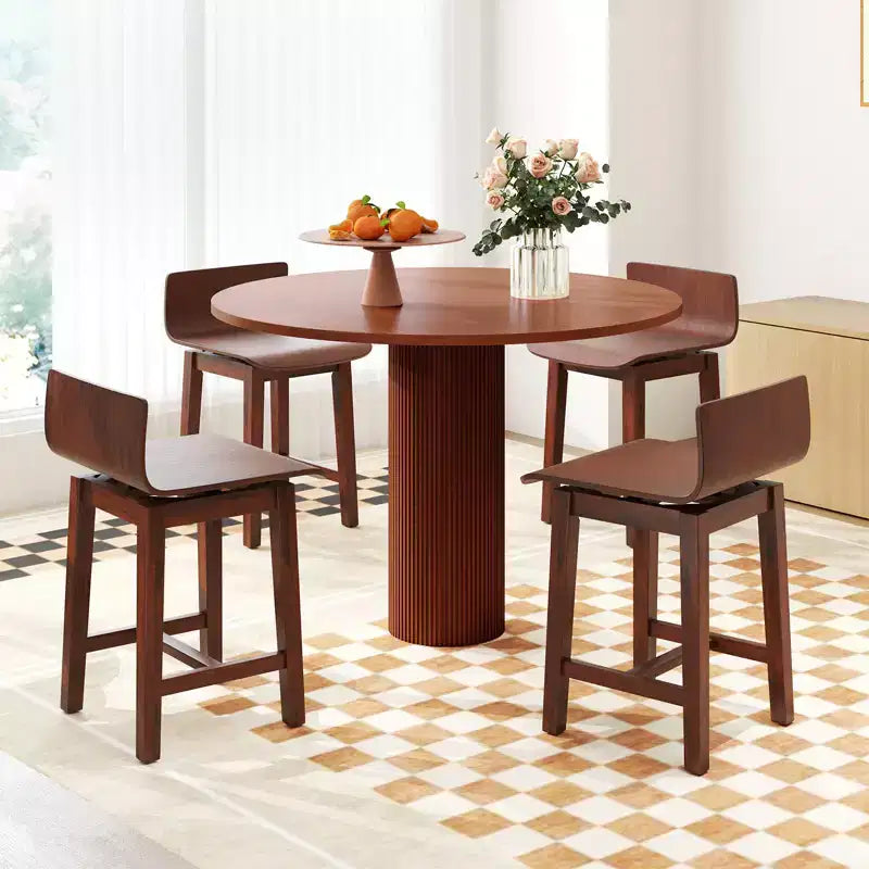 Lot de 4 Chaises de Salle à Manger Pivotantes Costway Chaises de Cuisine de Ferme en Bois Chaises d'Appoint sans Accoudoirs