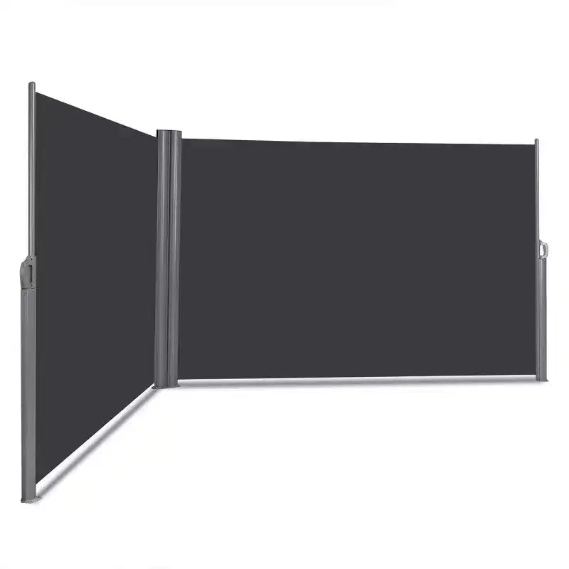 Costway 237x 63 H Patio Retractable Double Folding Side Awning Screen Divider