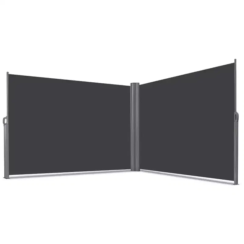 Costway 237x 63 H Patio Retractable Double Folding Side Awning Screen Divider