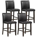 Costway Set of 4 Bar Stools PVC Leather Counter Height Chairs for Kitchen Island Black