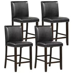 Costway Set of 4 Bar Stools PVC Leather Counter Height Chairs for Kitchen Island Black