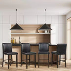 Costway Set of 4 Bar Stools PVC Leather Counter Height Chairs for Kitchen Island Black