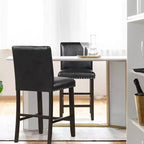 Costway Set of 4 Bar Stools PVC Leather Counter Height Chairs for Kitchen Island Black