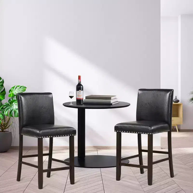 Costway Set of 4 Bar Stools PVC Leather Counter Height Chairs for Kitchen Island Black