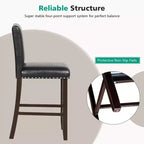 Costway Set of 4 Bar Stools PVC Leather Counter Height Chairs for Kitchen Island Black