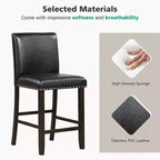Costway Set of 4 Bar Stools PVC Leather Counter Height Chairs for Kitchen Island Black