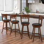 Lot de 2 tabourets de bar pivotants Costway 30,5 pouces avec cadre en bois d'hévéa