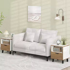 Costway 2PCS Nightstand Mid Century Modern Bedside Table w/ Drawer Open storage Shelf