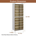 VECELO Meuble de rangement étroit et haut à 2/3 niveaux, organisateur de rangement fin pour salle de bain avec doubles portes transparentes pour petits espaces, marron thé