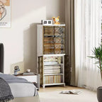 VECELO Meuble de rangement étroit et haut à 2/3 niveaux, organisateur de rangement fin pour salle de bain avec doubles portes transparentes pour petits espaces, marron thé
