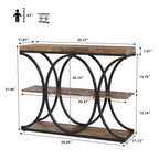 39 Industrial Entryway Table, 3 Tier Narrow Long Sofa Table, Behind Couch Console Table with Metal Frame for Living Room Hallway Foyer