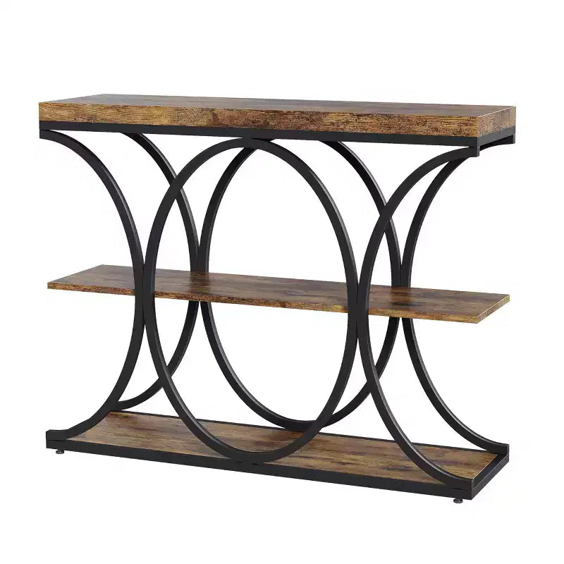 39 Industrial Entryway Table, 3 Tier Narrow Long Sofa Table, Behind Couch Console Table with Metal Frame for Living Room Hallway Foyer