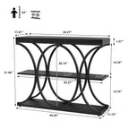 39 Industrial Entryway Table, 3 Tier Narrow Long Sofa Table, Behind Couch Console Table with Metal Frame for Living Room Hallway Foyer