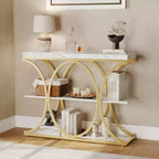 39 Industrial Entryway Table, 3 Tier Narrow Long Sofa Table, Behind Couch Console Table with Metal Frame for Living Room Hallway Foyer