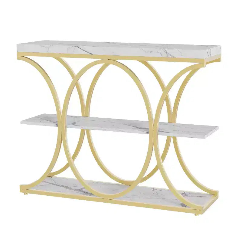 39 Industrial Entryway Table, 3 Tier Narrow Long Sofa Table, Behind Couch Console Table with Metal Frame for Living Room Hallway Foyer