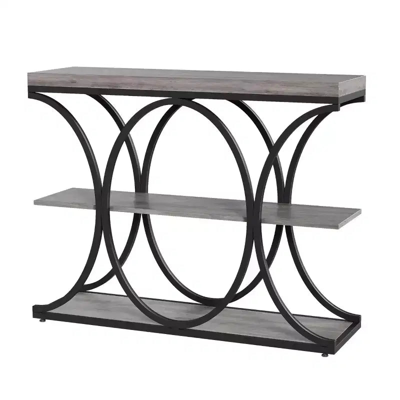 39 Industrial Entryway Table, 3 Tier Narrow Long Sofa Table, Behind Couch Console Table with Metal Frame for Living Room Hallway Foyer