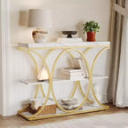 39 Industrial Entryway Table, 3 Tier Narrow Long Sofa Table, Behind Couch Console Table with Metal Frame for Living Room Hallway Foyer