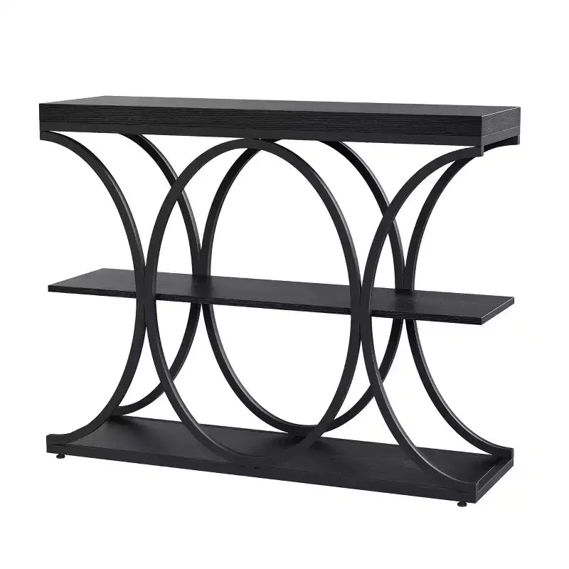 39 Industrial Entryway Table, 3 Tier Narrow Long Sofa Table, Behind Couch Console Table with Metal Frame for Living Room Hallway Foyer