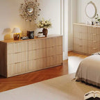 Fluted Dresser for Bedroom, 9 Drawer Dresser, Modern Chest of Drawers, Wooden Dressers Closet Storage Organizer for Living Room Entryway