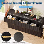 Fluted Dresser for Bedroom, 9 Drawer Dresser, Modern Chest of Drawers, Wooden Dressers Closet Storage Organizer for Living Room Entryway