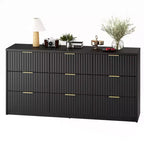 Fluted Dresser for Bedroom, 9 Drawer Dresser, Modern Chest of Drawers, Wooden Dressers Closet Storage Organizer for Living Room Entryway