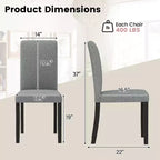 Costway Dining Chair Set of 2 Mid-Century Modern Fabric Upholstered Parson Chairs