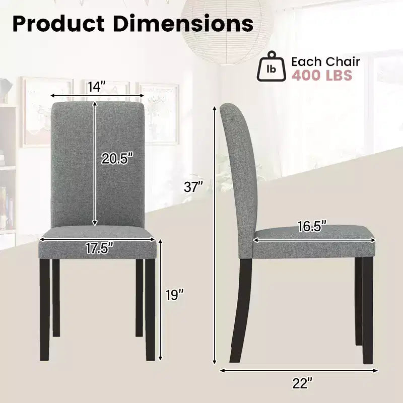 Costway Dining Chair Set of 2 Mid-Century Modern Fabric Upholstered Parson Chairs