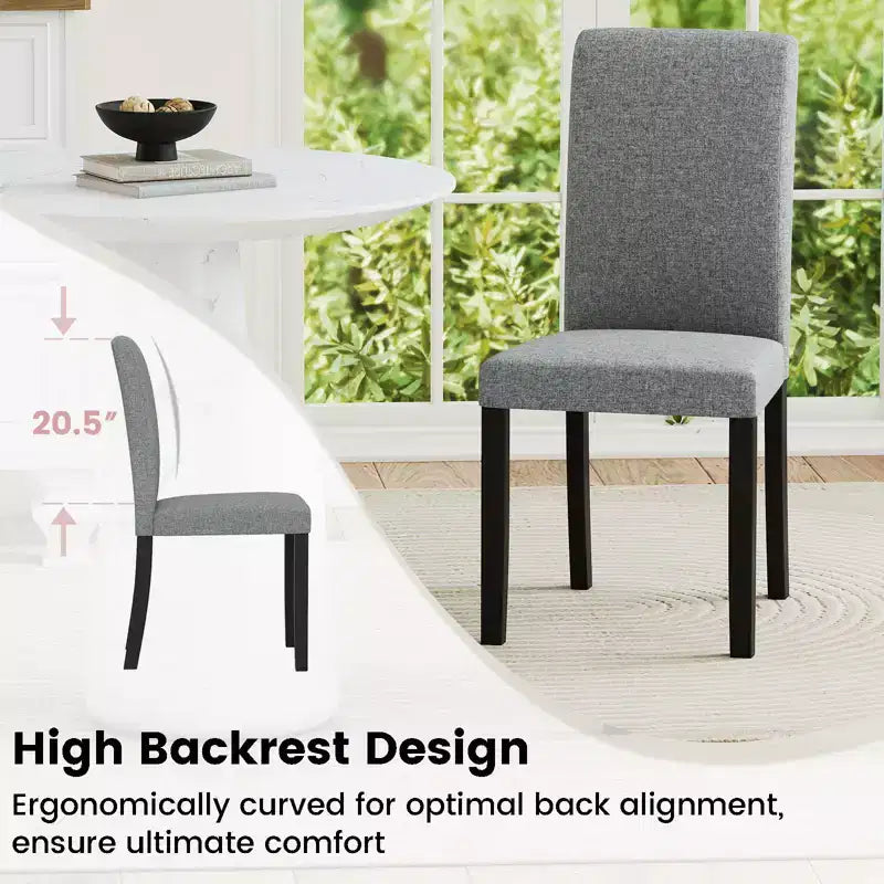 Costway Dining Chair Set of 2 Mid-Century Modern Fabric Upholstered Parson Chairs