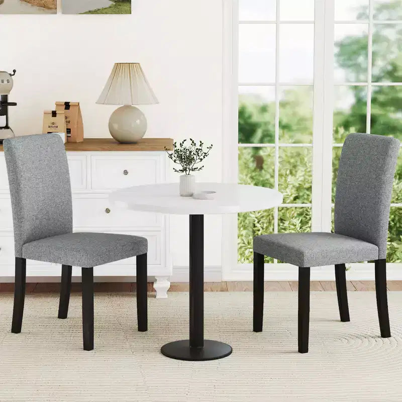Costway Dining Chair Set of 2 Mid-Century Modern Fabric Upholstered Parson Chairs