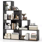 Costway Lot de 2 bibliothèques à 4 niveaux avec 6 cubes de rangement, étagère escalier géométrique moderne de 64 pouces de haut
