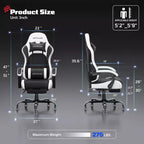 RSPGAME Basic Ergonomic Gaming Chair for Adults, PU Leather Office Chairs with Vibration Lumbar Support and Retractable Footrest, Home Computer Chairs