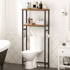 Over Toilet Storage 3 - Tier 2 - Tier Bathroom Organizer Freestanding Shelf with Adjustable Feet Rustic Brown and Black